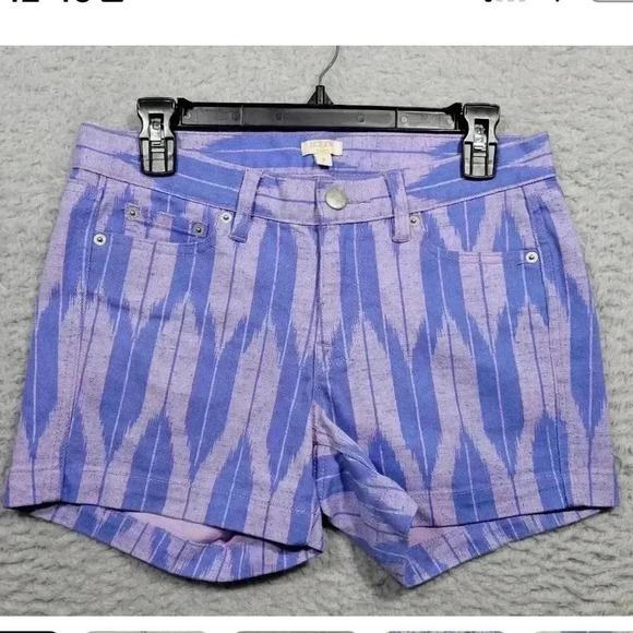 J.Crew Shorts Womens 4 Purple Denim Patterned Stretch Pockets - Picture 1 of 4